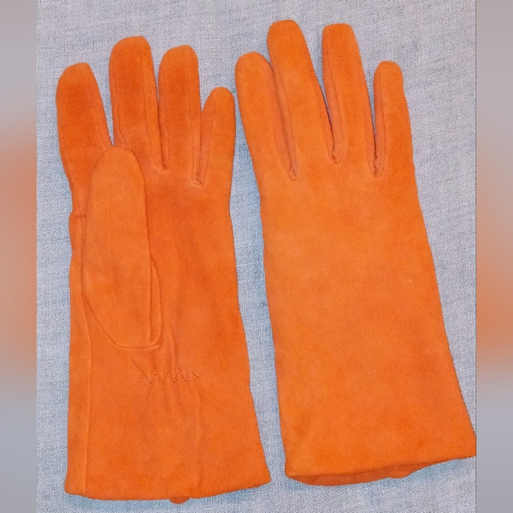 ECHO | Orange Leather Cashmere Gloves